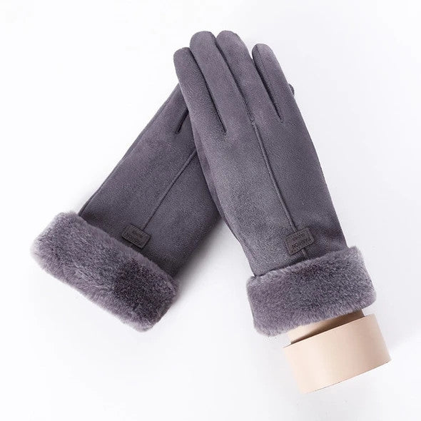 Warmteparadijs Handschoenen in suède look met pluche manchet