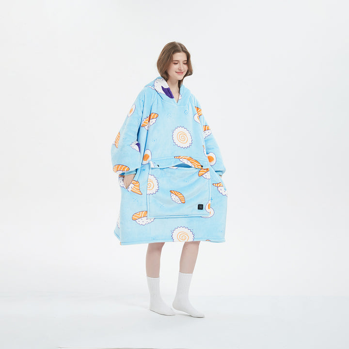 Verwarmde hoodie deken met USB – sherpa met grote warmtezone