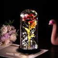 Roos onder glazen stolp met ledlicht, romantisch cadeau