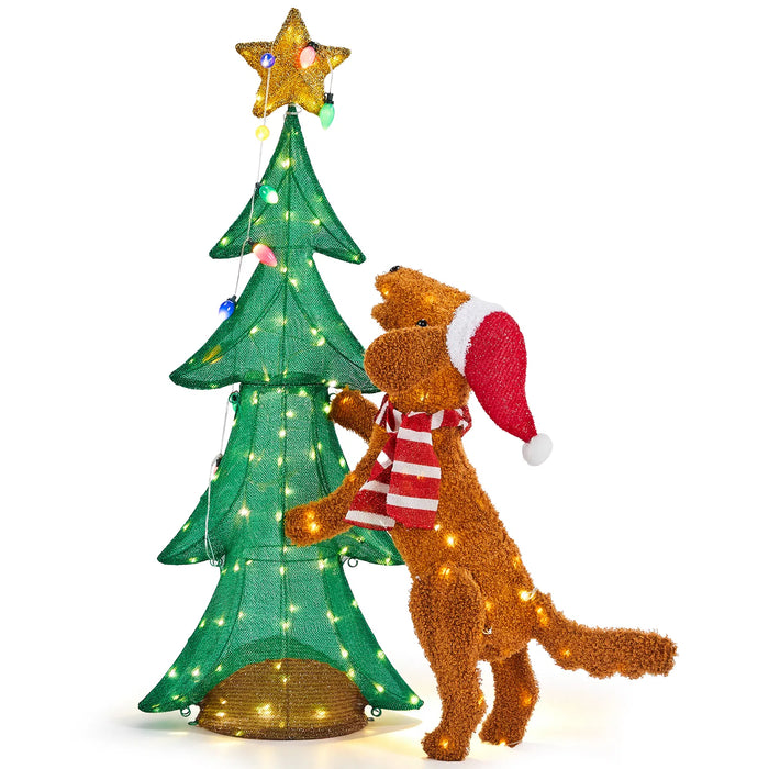 Warmteparadijs Verlichte kerstdecoratie 120 cm met klimmende hond