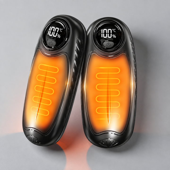 Warmteparadijs™ Oplaadbare handwarmers met led en vijf warmtestanden, set van 2