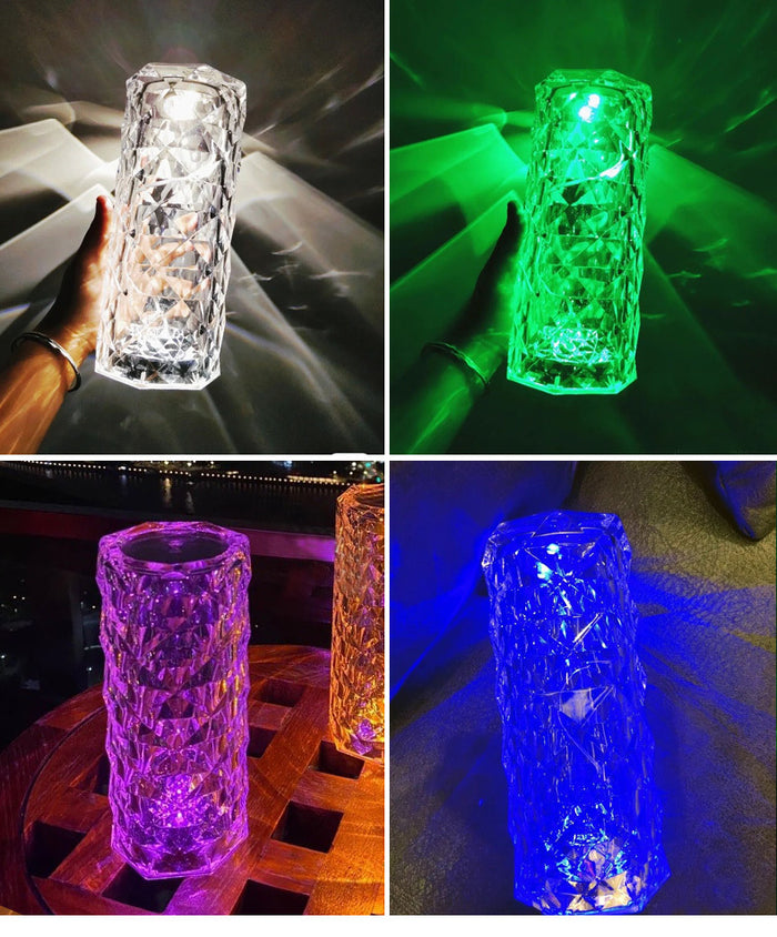 Warmteparadijs Kristallen rozenlamp met lichtprojectie en touchbediening