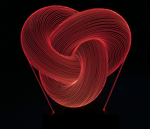 Verlichte 3D acryl lamp met knoopvorm