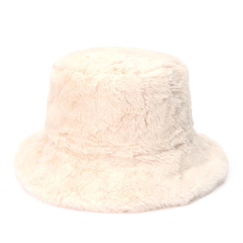 Pluizige bucket hat met koeienprint