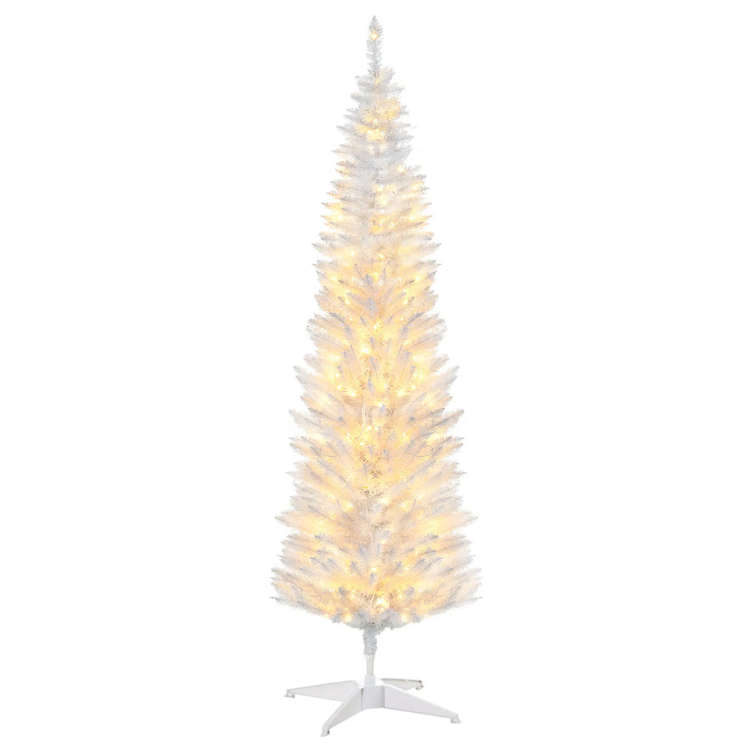 Kleine witte kerstboom met lichtjes