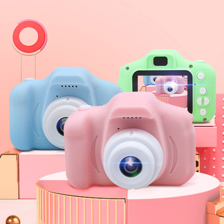 Roze mini kindercamera met siliconen hoesje
