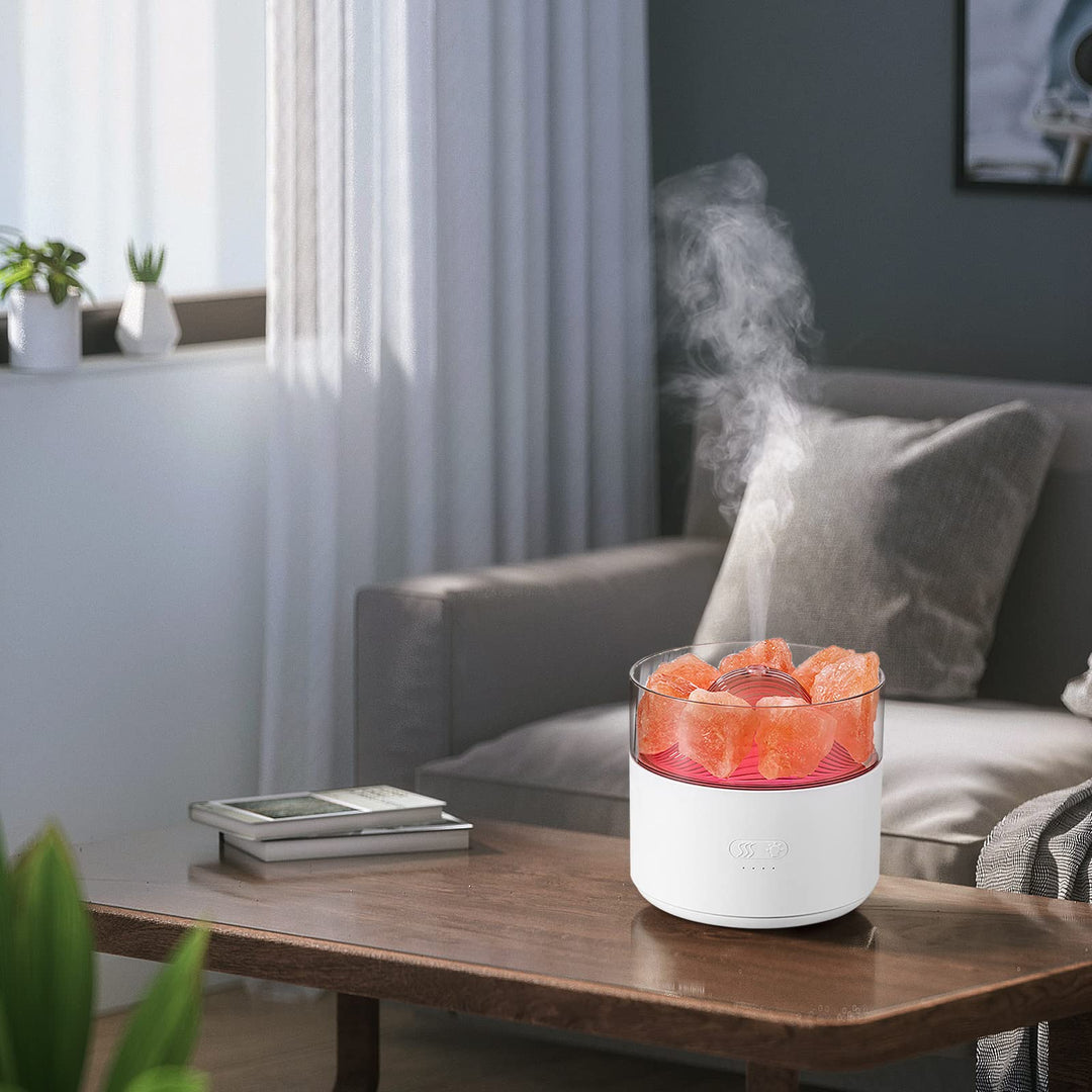 Aroma diffuser met zoutkristal, koele nevel en nachtlampje