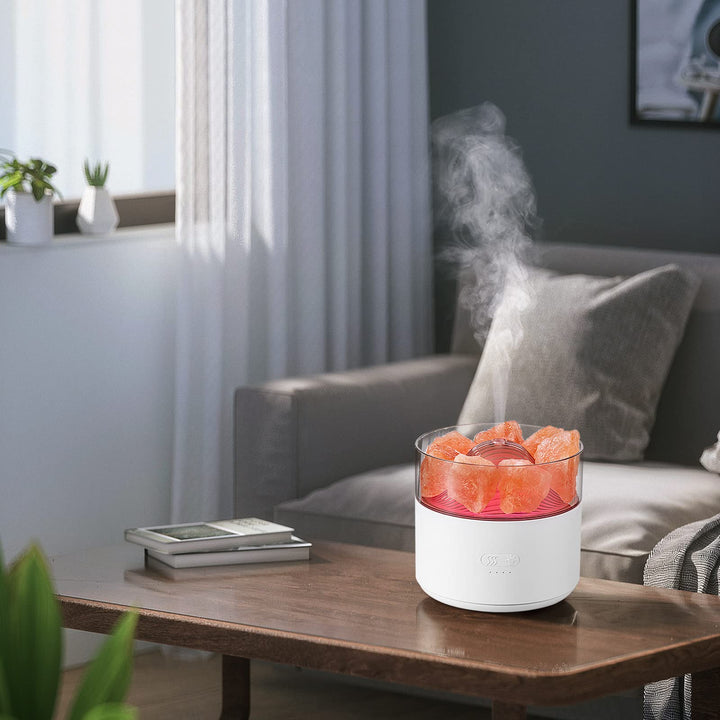 Aroma diffuser met zoutkristal, koele nevel en nachtlampje