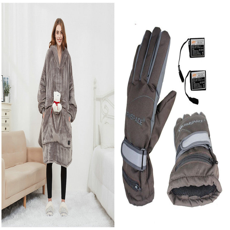 Verwarmde hoodie deken met USB – sherpa met grote warmtezone