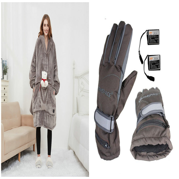 Verwarmde hoodie deken met USB – sherpa met grote warmtezone