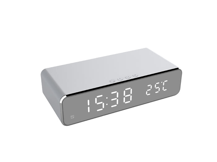 Warmteparadijs Spiegelwekker met draadloze oplader en thermometer