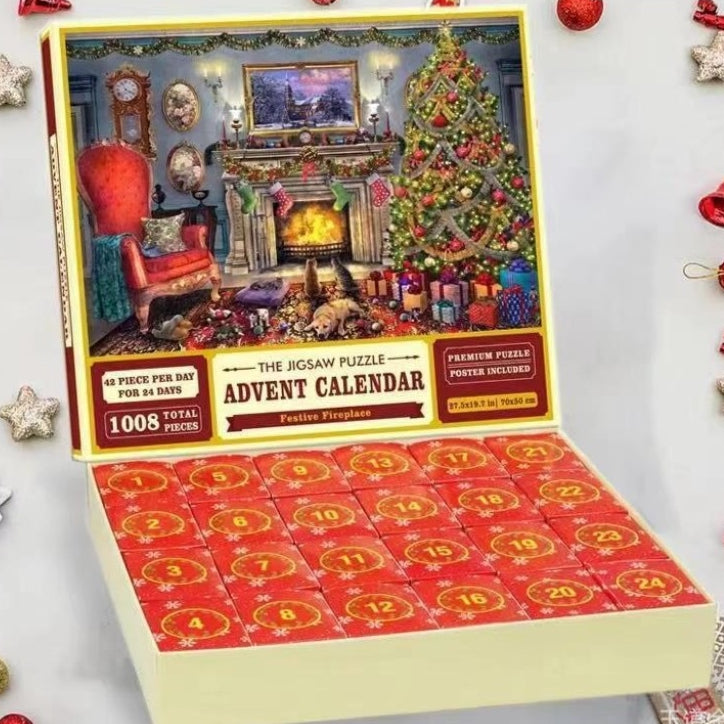 Adventskalender met genummerde doosjes vol puzzelstukjes