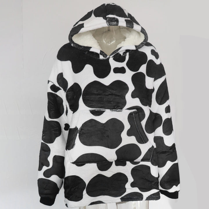 Oversized hoodie deken met capuchon en print