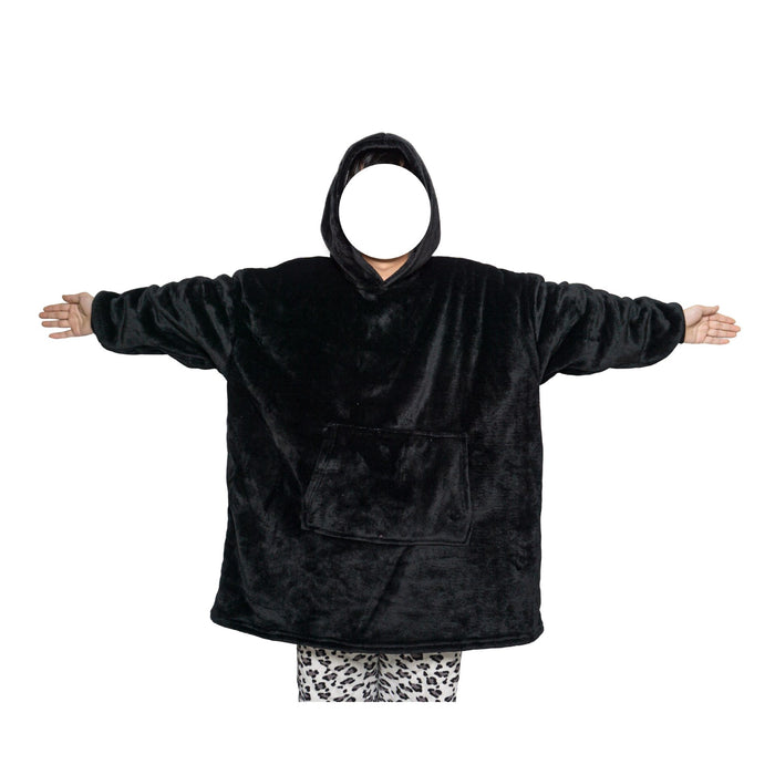 Warmteparadijs Deken hoodie van flanel met capuchon en zak – one size