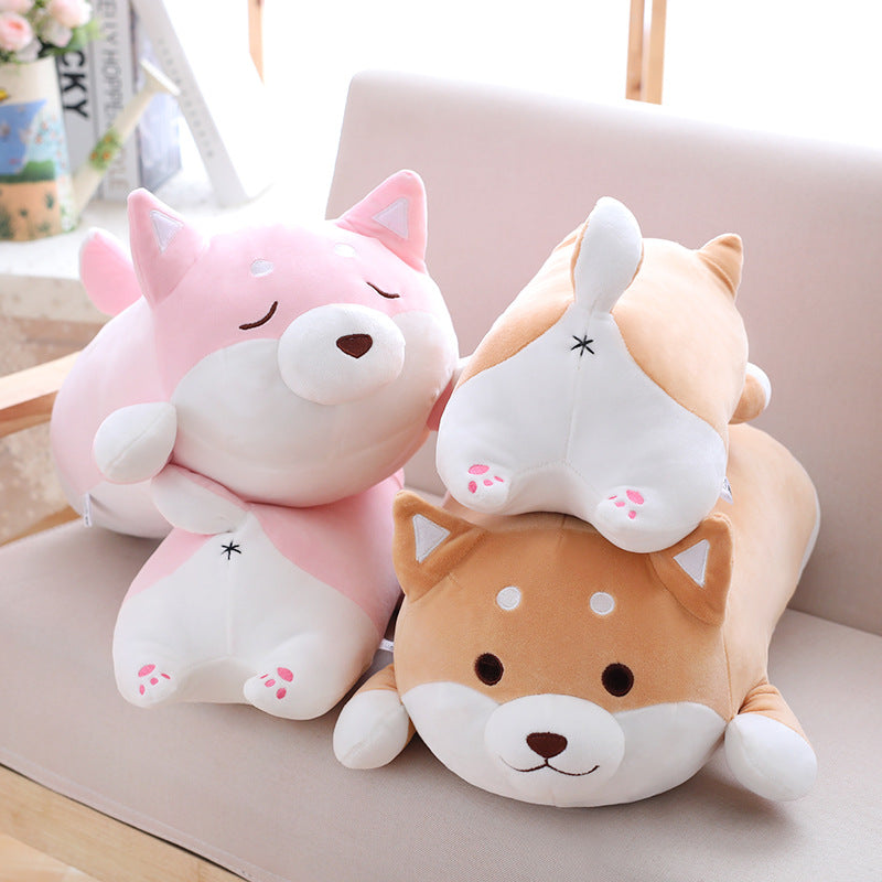 Bruine Shiba Inu knuffel met slapend gezicht