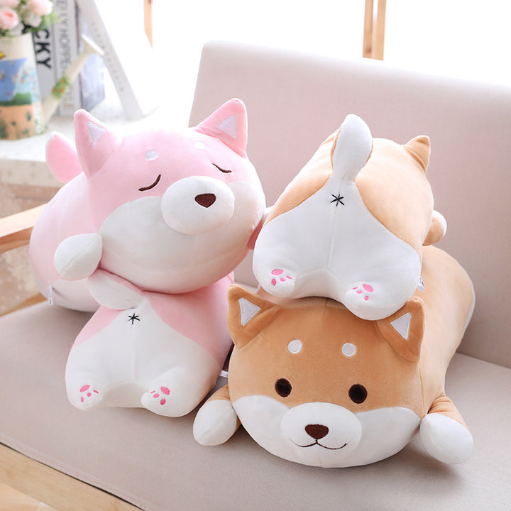 Bruine Shiba Inu knuffel met slapend gezicht