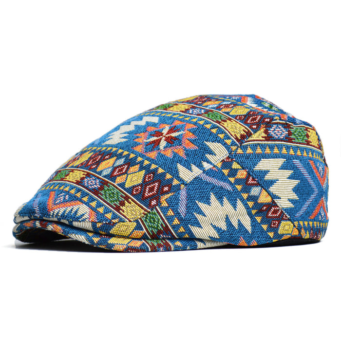 Warmteparadijs Flatcap met kleurrijk etnisch jacquardpatroon