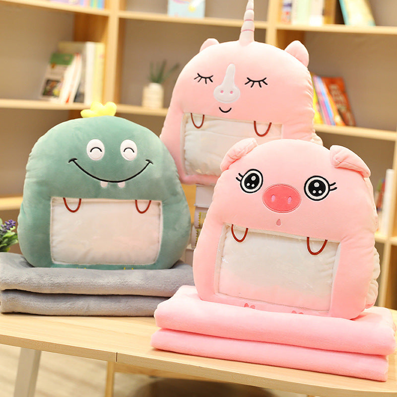 Handwarmer kussen met deken en telefoonvenster, pluche