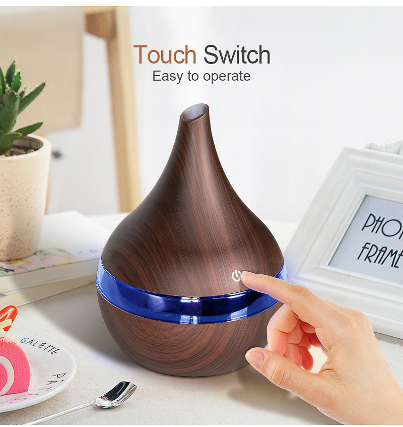 Aroma diffuser met houtlook en ledlicht, fluisterstil