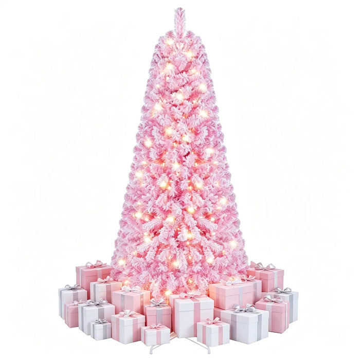 Warmteparadijs Roze besneeuwde kerstboom 183 cm met 220 warmwitte leds