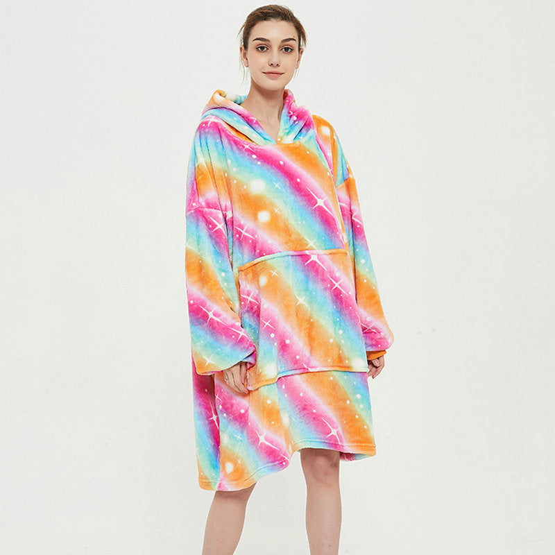 Hoodie deken met vrolijke print, zacht flanel en oversized