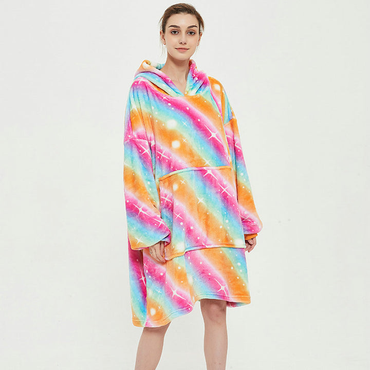 Hoodie deken met vrolijke print, zacht flanel en oversized