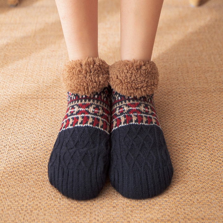 Gebreide huissokken met fleece boord