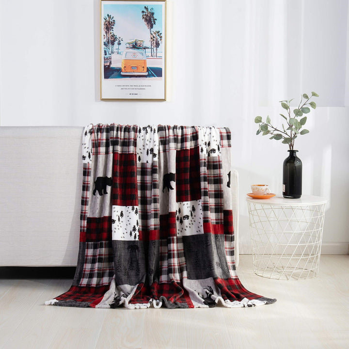 Flanellen kerstplaid met rendierenprint