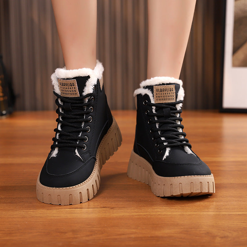 Veter snowboots dames met fleece, platte zool, TikTok-favoriet