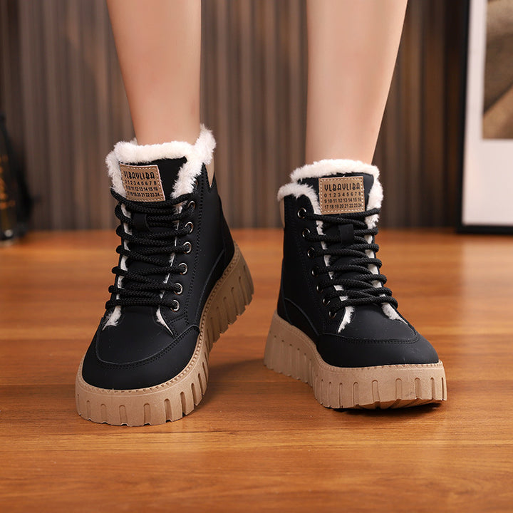 Veter snowboots dames met fleece, platte zool, TikTok-favoriet