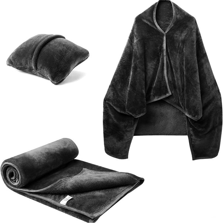Fleece deken als omslagdoek met knopen