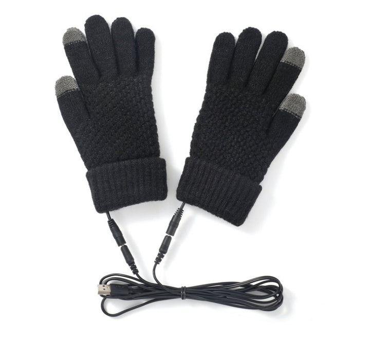 Gebreide verwarmde handschoenen met usb-kabel