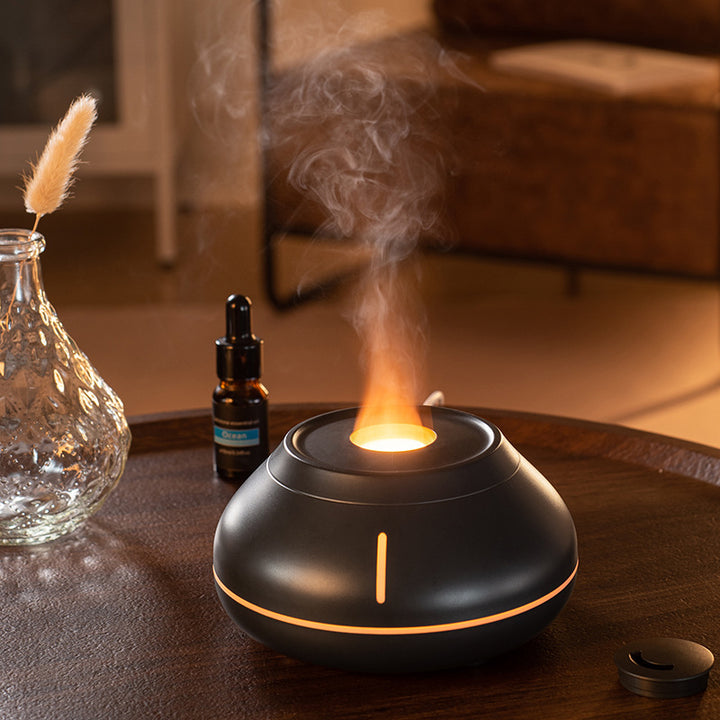 Vlam diffuser met kleurrijk licht en gebarsten ontwerp