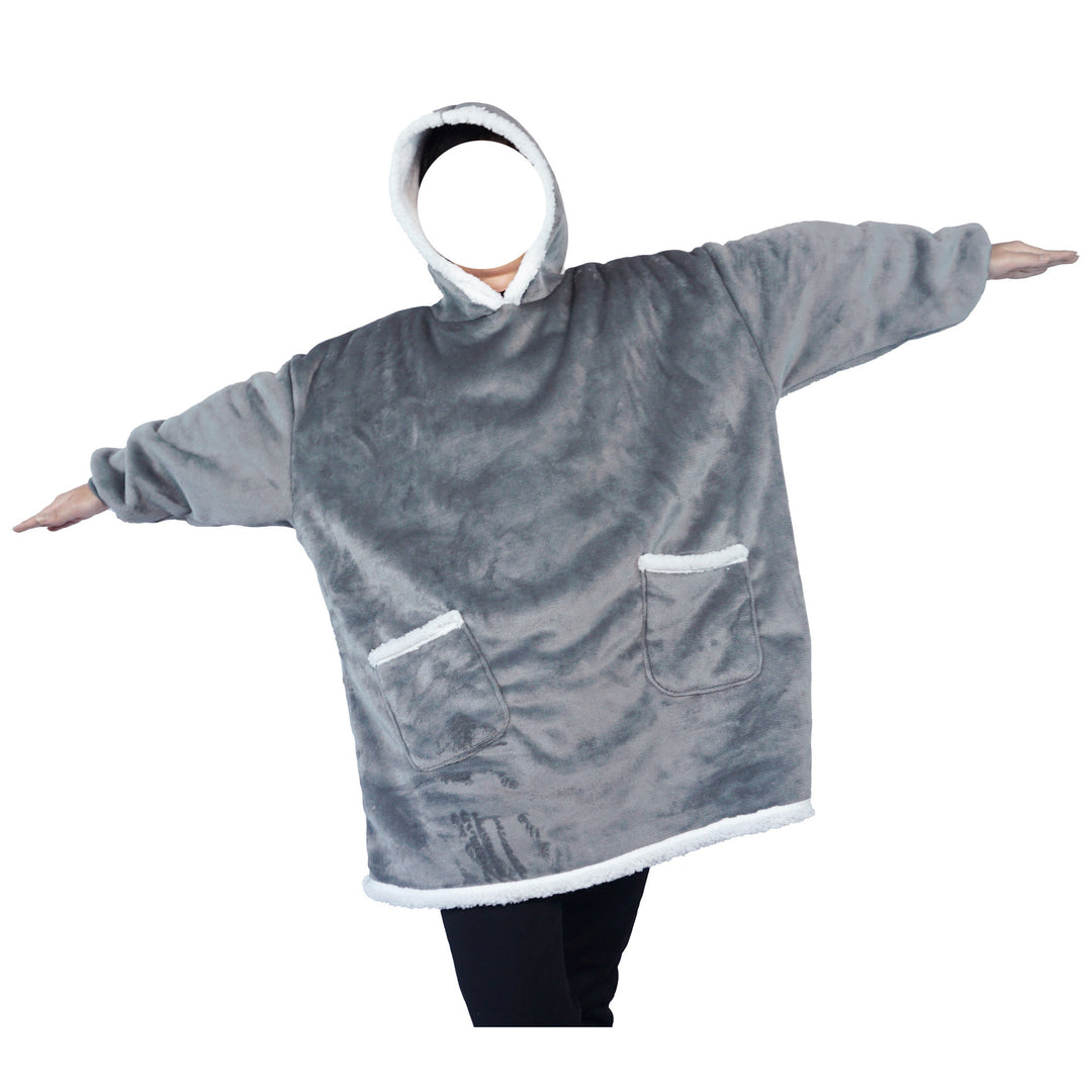 Deken hoodie met capuchon en zak, warm en met mouwen voor tv-avonden