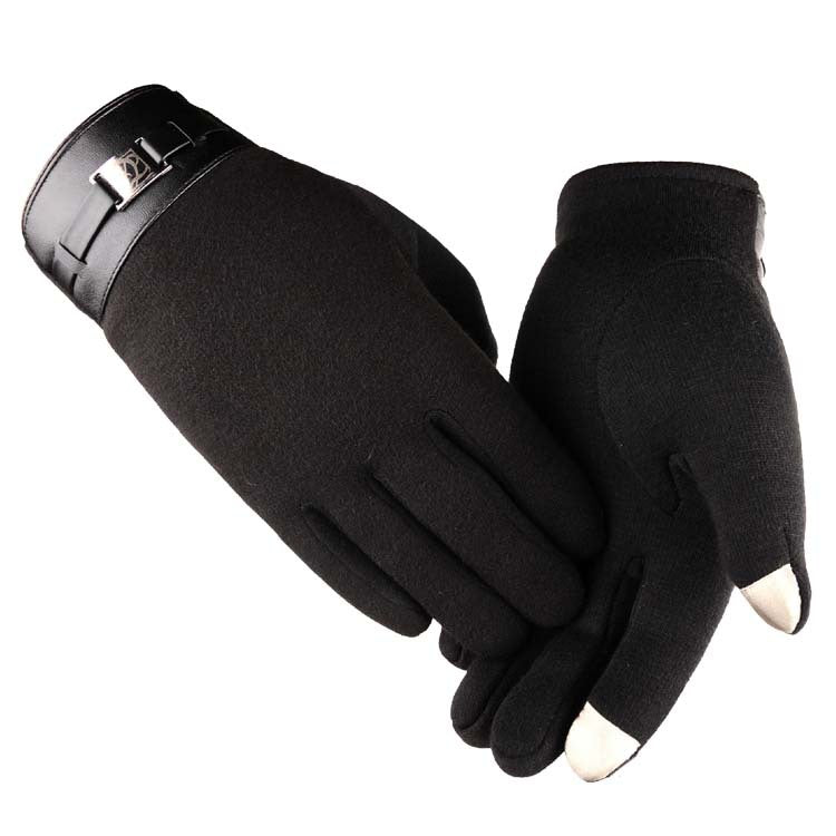 Zwarte herenhandschoenen met manchet en gesp