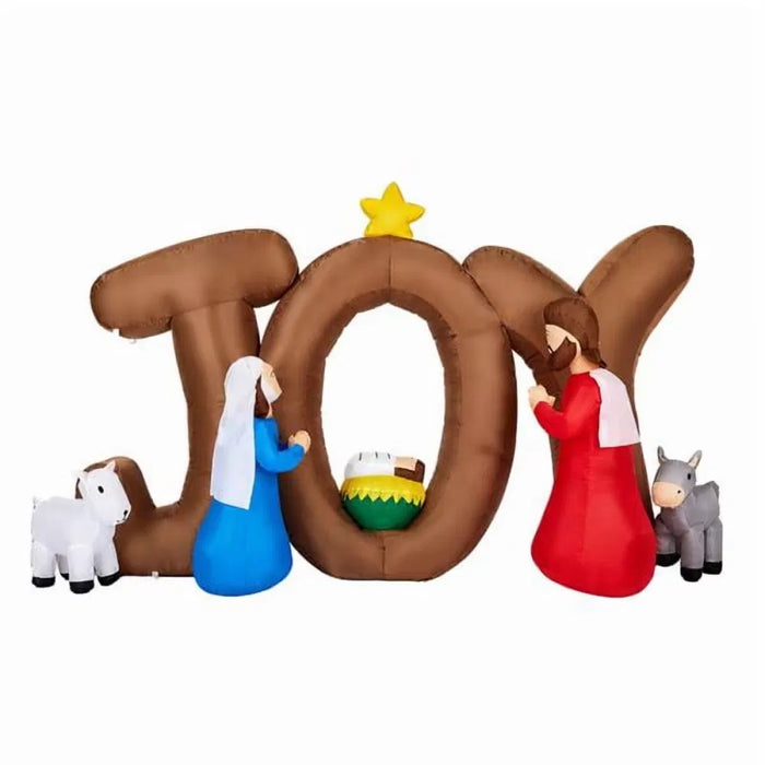 Warmteparadijs Opblaasbare kerststal met grote JOY-letters en leds