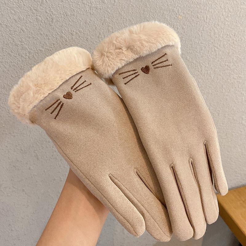 Handschoenen in suèdelook met pluche boord