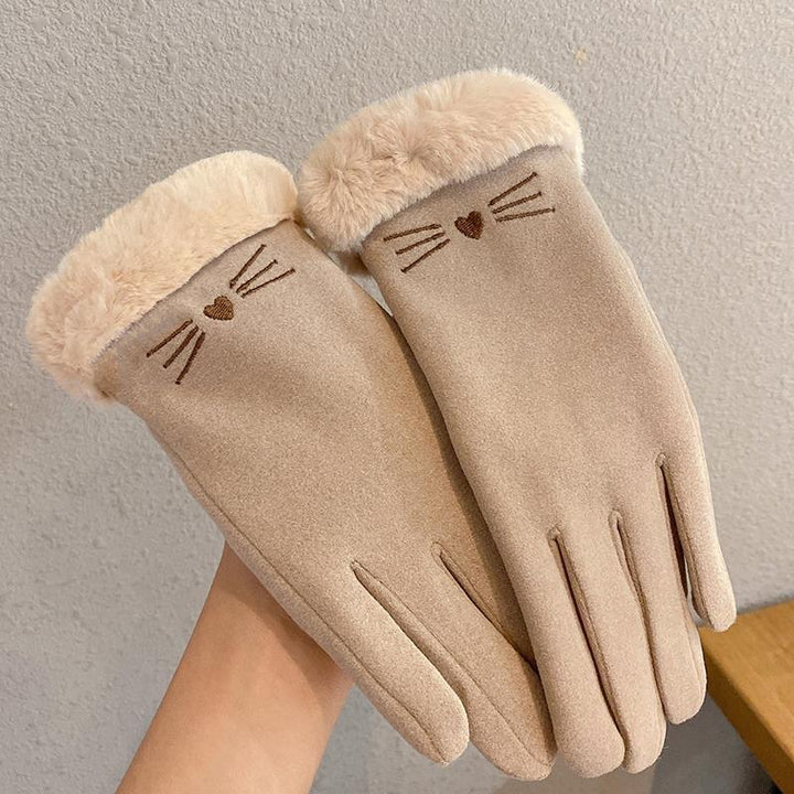 Handschoenen in suèdelook met pluche boord