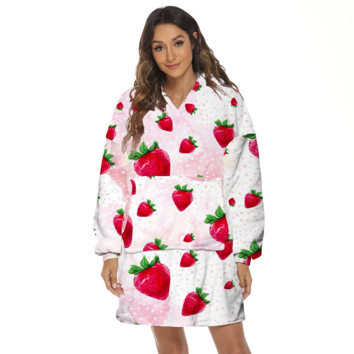 Oversized hoodie deken met capuchon en print