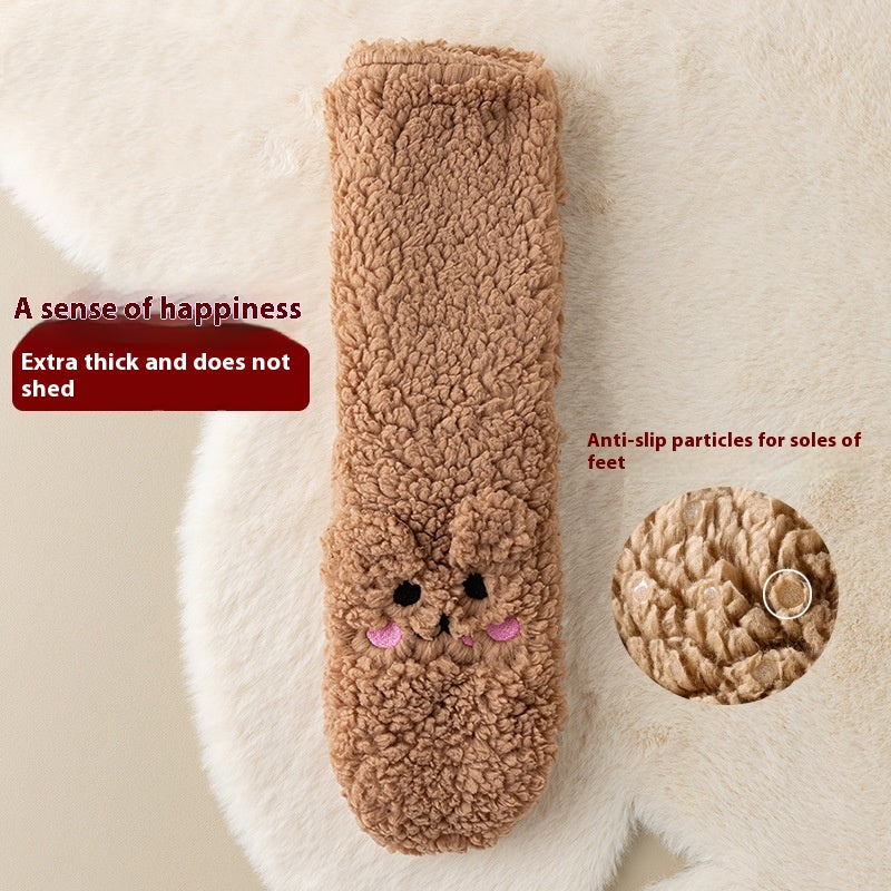 Pluche huissokken van koraalfluweel, dik en warm