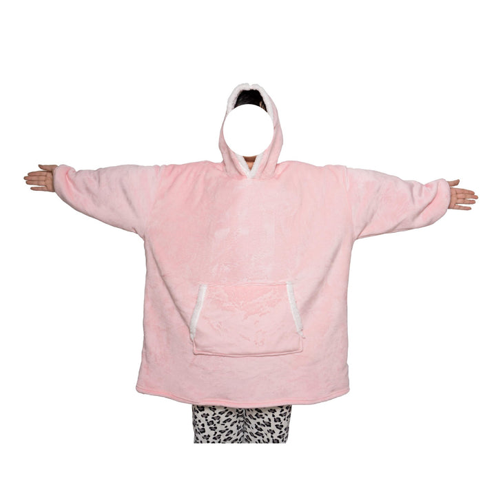 Deken hoodie met capuchon en zak, warm en met mouwen voor tv-avonden