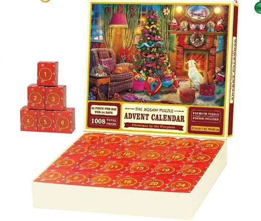 Adventskalender met genummerde doosjes vol puzzelstukjes