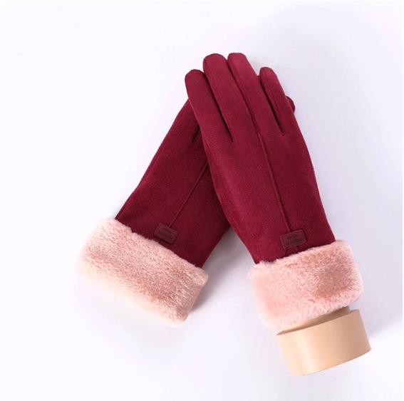 Warmteparadijs Handschoenen in suède look met pluche manchet