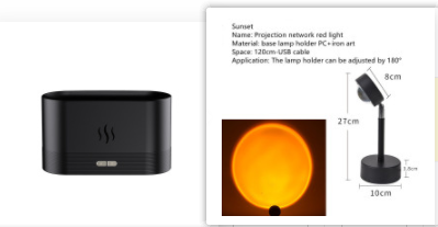 Aroma diffuser met vlameffect, ultrasone luchtbevochtiger