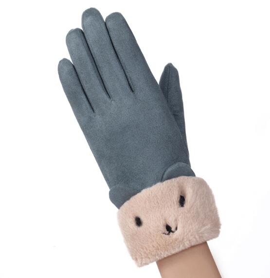 Handschoenen in suède look met pluche manchet