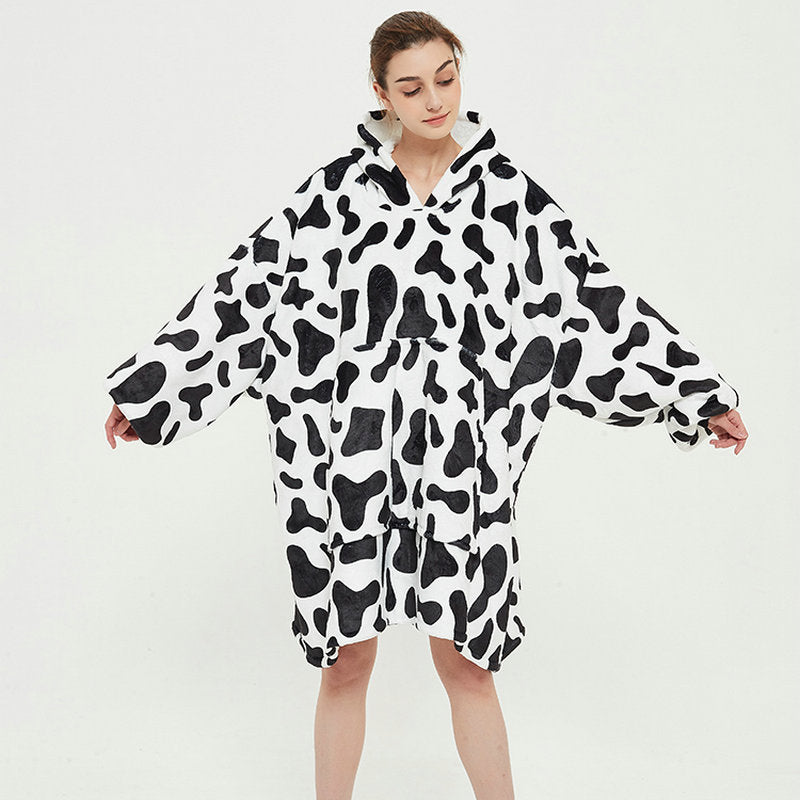 Hoodie deken met vrolijke print, zacht flanel en oversized