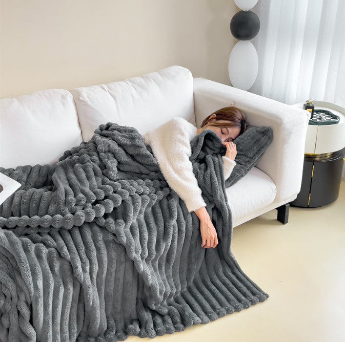 Warmteparadijs Dikke dubbelzijdige plaid van imitatie konijnenbont