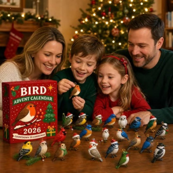 Adventskalender met acryl vogelfiguurtjes