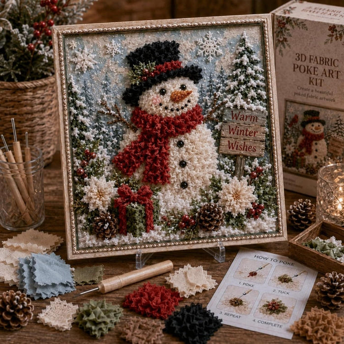 Warmteparadijs 3D stoffen kerstschilderij om zelf te maken, met lijst