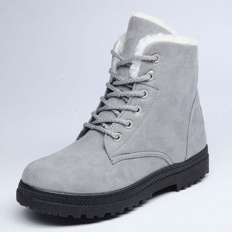 Snowboots dames met warme pluche voering, lage hak in 5 kleuren